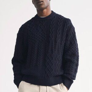 Abercrombie Cable Patchwork Crew Sweater